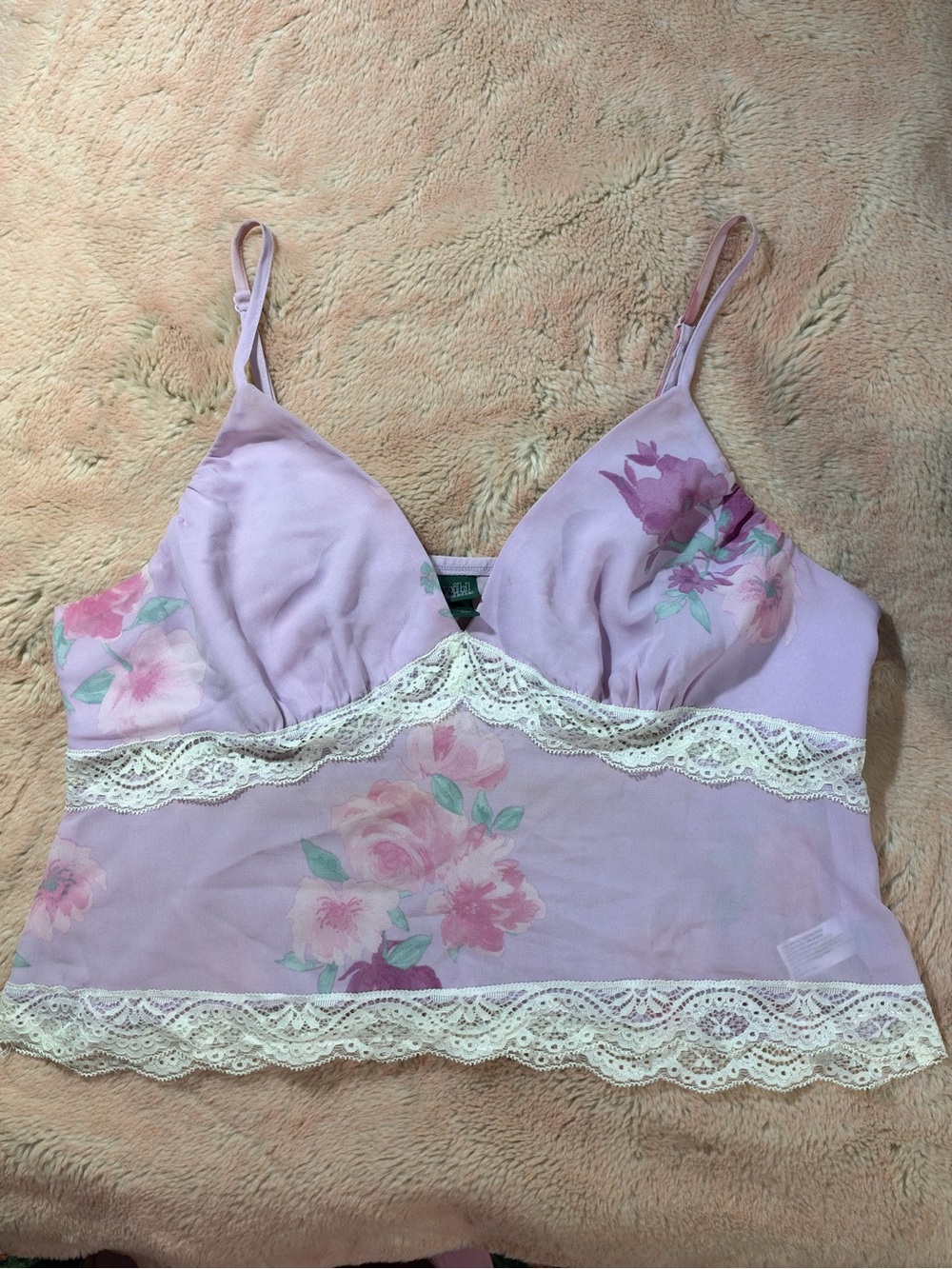 wild fable Lavender Floral Lace Trim Camisole